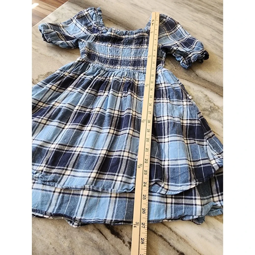Copper Key Dillards Girls Blue Plaid Smocked Western Dress Size M 8/10